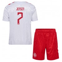 Camisa de time de futebol Dinamarca Mathias Jensen #7 Replicas 2º Equipamento Infantil Europeu 2024 Manga Curta (+ Calças curtas)